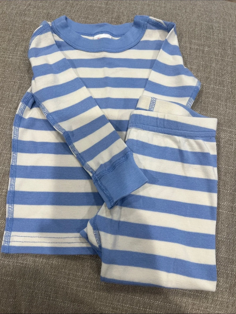 Hanna Andersson Light Blue and White Striped Pajama Set